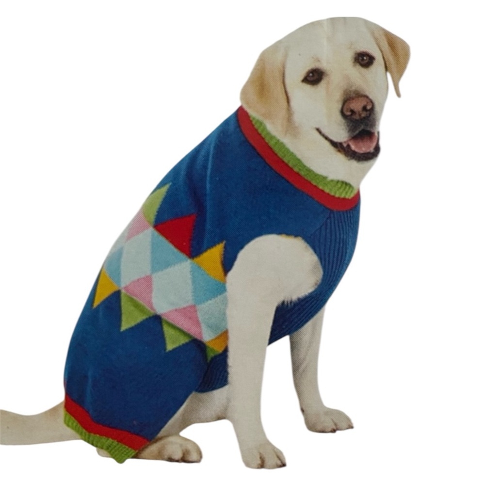 Dog Sweater size‎ XL argyle print
